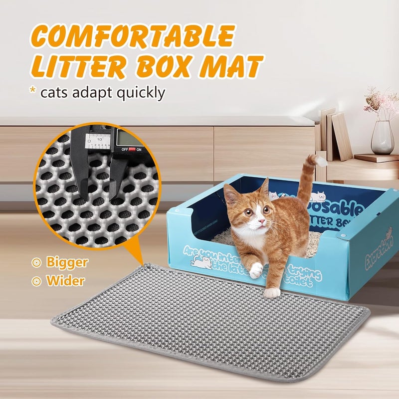 ondware Store Cat Litter Mat, 30x24 Inch Double Layer Litters Box Mat, Waterproof Cat Mat for Litter Box(Gray) - Image 3